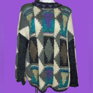 Vintage Kitty Hawk Wool Blend Fall Sweater Size Medium